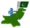 Person with Pakistani flag on map