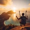 person paragliding on a tropical island