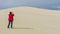 Person photographs the sand dunes of the Little Sahara desert on Kangaroo Island, Southern Australia