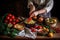 person, preparing classic italian dish with fresh ingredients and fragrant spices