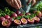 Person preparing healthy fruit- slicing passion fruits and aloe vera