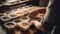 A person preparing homemade cookies in a domestic kitchen generated by AI