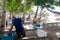 A person preparing lunch at Inaladelan island, Palawan, Philippines Dec 23,2018