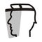 Person with protective face shield, vector icon