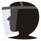 Person with protective face shield, vector icon