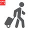 Person pulling luggage glyph icon