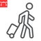 Person pulling luggage line icon