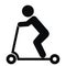 Person and push scooter, vector icon, black silhouette, eps.