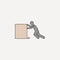 person pushes box hard 2 colored line icon. Simple colored element illustration. person pushes box hard outline symbol design from