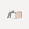 person pushes box hard 2 colored line icon. Simple colored element illustration. person pushes box hard outline symbol design from