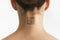 Person with QR code on neck future technology chipization people for observation