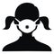 Person with respirator, black silhouette, vector icon