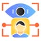 Person retina recognition flat icon. User eye identification color icons in trendy flat style. Biometric access open