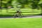 Person Riding Bike Bicycle in Green Park Blurred Speed Blurry Fast