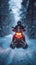 Person Riding Snowmobile on Snowy Road