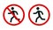 Person run stop warning signs - vector