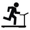 Person run on treadmill, black silhouette, vector icon