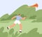 Person running forward with air kite flying, holding it with string, enjoying game with wind. Happy free man playing