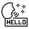 Person says hello icon, outline style