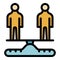 Person scales comparison icon color outline vector