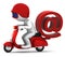Person on scooter wit e-mail symbol.