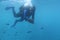 Person scuba diving in ocean water