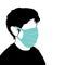 Person silhouette wearing medical mask