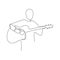 Person sing a song with acoustic classical guitar continuous one line art drawing vector illustration minimalist design