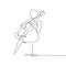 Person sing a song with acoustic classical guitar continuous one line art drawing vector illustration minimalist design