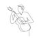 Person sing a song with acoustic guitar continuous one line art drawing vector illustration minimalist design