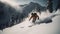 A person skiing down a snowy mountain slope created with Generative AI
