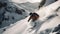 A person snowboarding down a steep mountain slope created with Generative AI