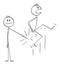 Person Stabbing or Pricking Another Man in His Bottom or Butt , Vector Cartoon Stick Figure Illustration