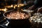 Person stirring a pot of hot cocoa with marshmallows - stock photography concepts