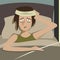 Person suffering from migraine vector cartoon