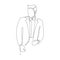 A person with a suit dress continuous line art drawing of famous businessman standing pose success concept