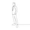 A person with a suit dress continuous line art drawing of famous businessman standing pose success concept