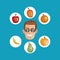 Person surrounded assorted healthy food icons image