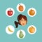 Person surrounded assorted healthy food icons image