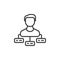Person with tasks line icon, outline vector sign