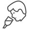 Person taste wine line icon, Wine festival concept, man smelling liquid in glass sign on white background, Man drinks