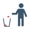 Person throw garbage in the trash bin icon