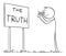 Person Trying to See the Truth, Vector Cartoon Stick Figure Illustration