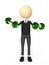 Person with Two dumbbells over white background