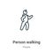 Person walking outline vector icon. Thin line black person walking icon, flat vector simple element illustration from editable
