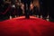 person, walking red carpet in grand entrance at movie premiere