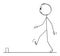 Person Walking to Far Door to Leave or Enter, Vector Cartoon Stick Figure Illustration
