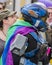 Person wearing a HALO armor suit by Microsoft attending the Gay Pride parade also known as Christopher Street Day CSD in Munich