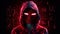 Person wearing red hoodie graffiti face background wallpaper ai generated