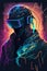 a person wearing a VR headset, cybersecurity, cyberpunk, hacking, VR concept. Generative AI art
